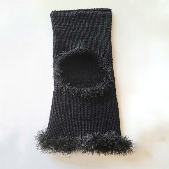 Black Cat Fairy Grunge Fuzzy Knitted Handmade Balaclava Winter Hat - Picture 7 of 8